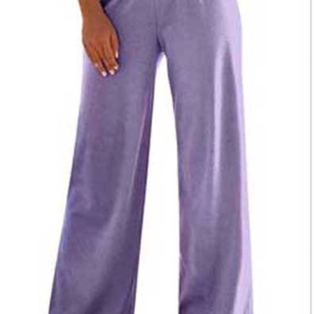 WIDE LEG PANTS, SIZE 5X, SOFT GRAPE, SOFT KNIT, ELASTIC WAIST, MACHINE WASHABLE,